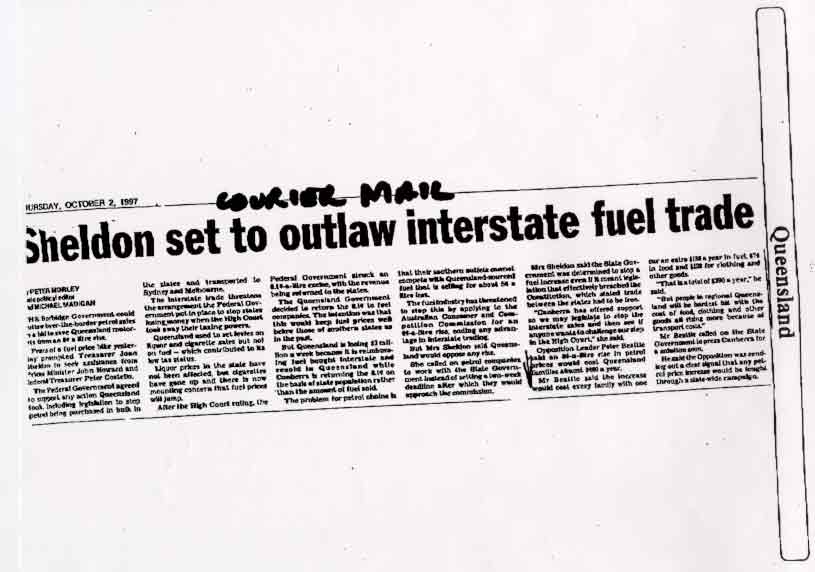 Article from the Courier Mail - Thursday, October 2, 1997