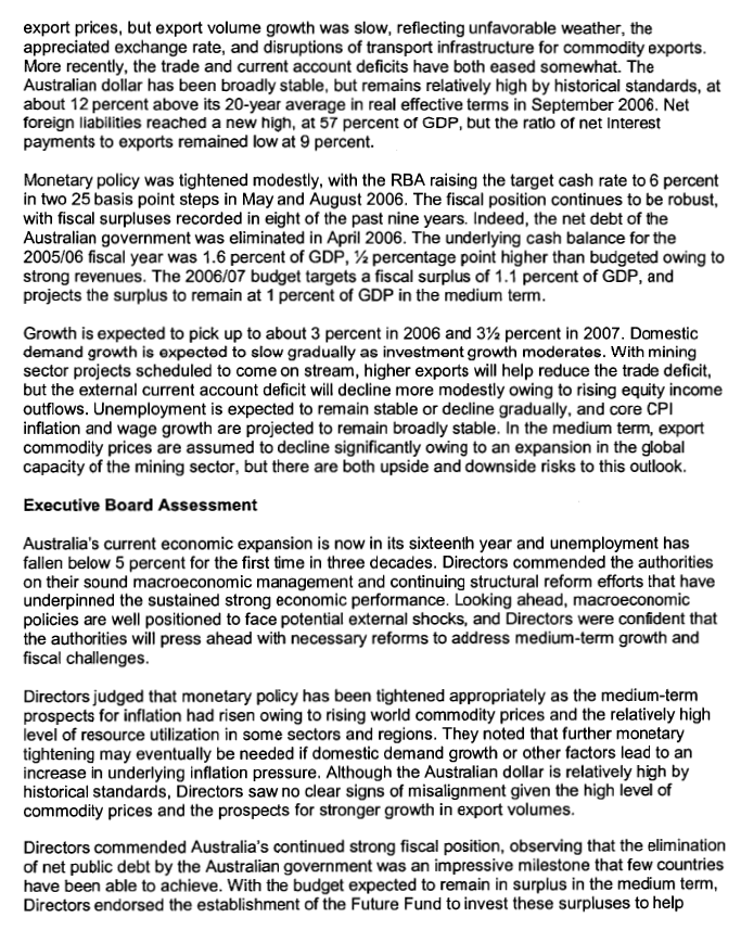 Scanned copy of the IMF's Public Information Notice - Consultation with Australia, page 2