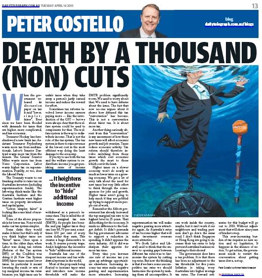 Peter Costello in The Daily Telegraph