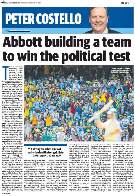 Abbott building a team to win the political test