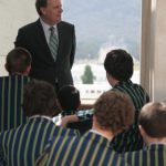 Peter Costello addressing St. Kevin's students at Parliament House